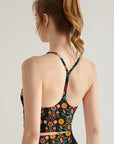 Flower colorful leaves design tank tops