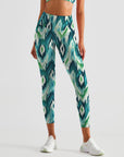 Green liquid wave tie-dye leggings