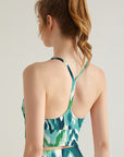 Green liquid wave tie-dye tank tops