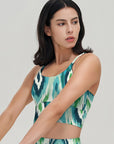 Green liquid wave tie-dye tank tops