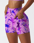 Botanical colorful palm trees seamless shorts