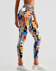 Colorful abstract face fine art portraits leggings