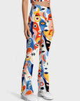 Colorful abstract face fine art portraits flare leggings