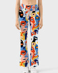 Colorful abstract face fine art portraits flare leggings