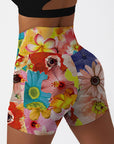 Flower plumeria chrysanthemum collages shorts