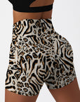 Animal zebra leopard patchwork brown shorts