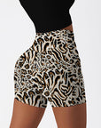 Animal zebra leopard patchwork brown shorts