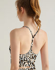 Animal zebra leopard patchwork brown tank tops