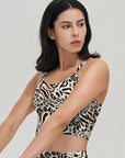 Animal zebra leopard patchwork brown tank tops