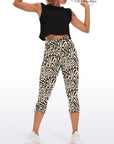 Animal zebra leopard patchwork brown capris