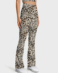 Animal zebra leopard patchwork brown flare leggings