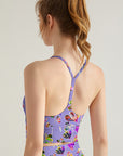 Botanical abstract colorful leaves purple tank tops