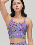 Botanical abstract colorful leaves purple tank tops