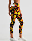 Cartoon pizza heart leggings