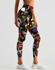 Flower watercolor peonies and pansy leggings