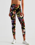 Flower watercolor peonies and pansy leggings