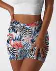 Animal zebra flamingo silhouettes of palm tree leaves shorts