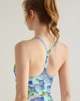 Blue 3D flower leaves tank tops