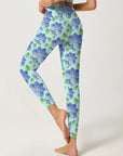 Blue 3D flower leaves leggings