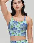 Blue 3D flower leaves tank tops