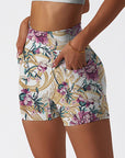 Flower peony metal ornament shorts