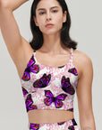 Animal purple flying butterfly tank tops