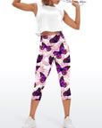 Animal purple flying butterfly capris