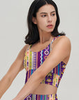 Ethnic seamless borders flower tank tops