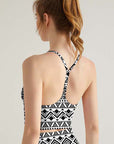 Ethnic tribal aztec motives black white tank tops