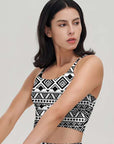 Ethnic tribal aztec motives black white tank tops