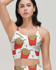 Cartoon french fries pattern print tank tops