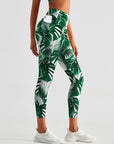 Botanical watercolor tropical monstera leaves monstera leggings