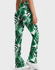 Botanical watercolor tropical monstera leaves flare leggings