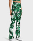 Botanical watercolor tropical monstera leaves flare leggings