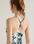 Botanical watercolor bamboo leaves tank  tops