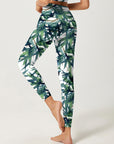 Botanical watercolor bamboo leaves leggings