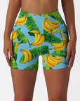 Fruits exotic palm leaves sweet yellow banana shorts