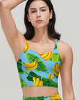 Fruits exotic palm leaves sweet yellow banana tank tops