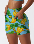 Fruits exotic palm leaves sweet yellow banana shorts