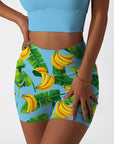 Fruits exotic palm leaves sweet yellow banana shorts