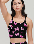 Animal pink paint butterfly dark tank tops