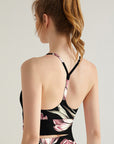 Flower pink magnolia black tank tops