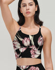 Flower pink magnolia black tank tops