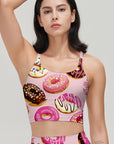 Colorful cartoon hand drawn donuts tank tops