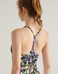 Abstract multicolored ditsy floral dots tank tops