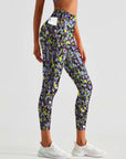 Abstract multicolored ditsy floral dots leggings