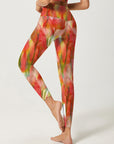 Flower watercolor red tulip leggings