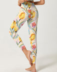 Flower tulip oil painting yellow leggings