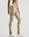 Flower tulip oil painting yellow leggings