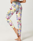 Flower watercolor hand painted tulips leggings